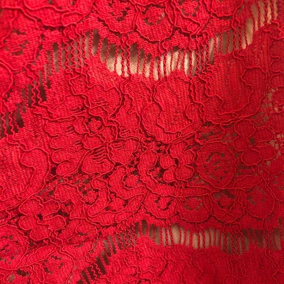 High-Neck Fancy Red Ruffled Top - Picture 3 of 6